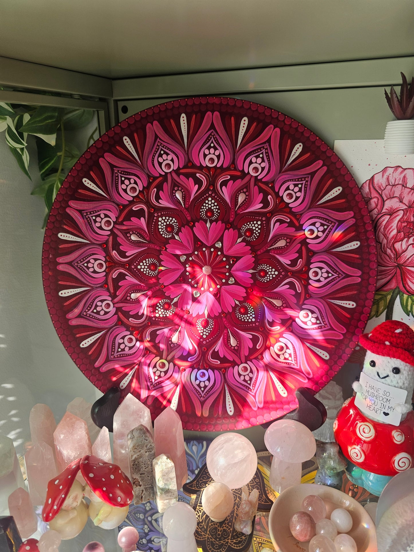 Mandala coeur 12 pouce sur socle