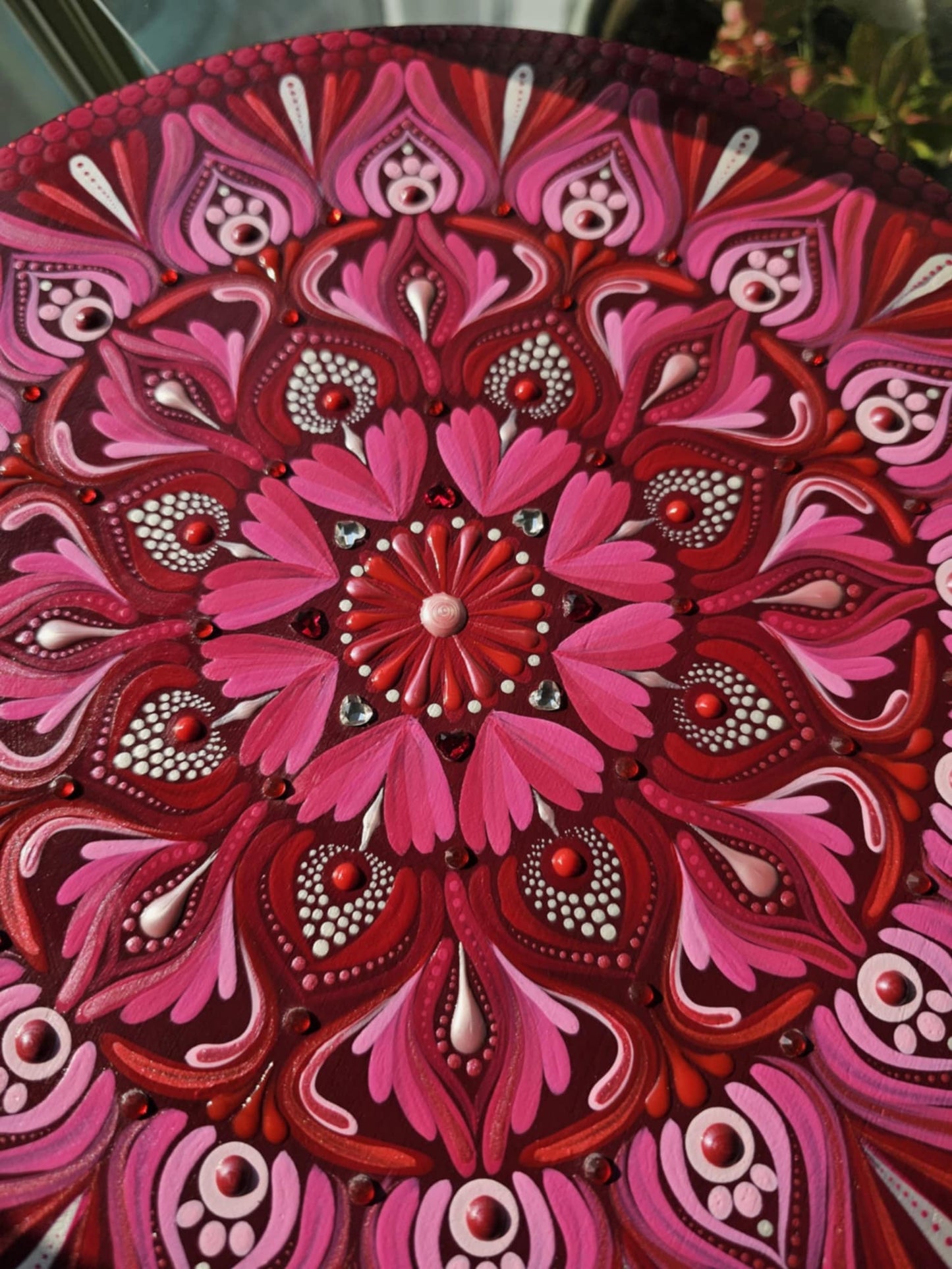 Mandala coeur 12 pouce sur socle