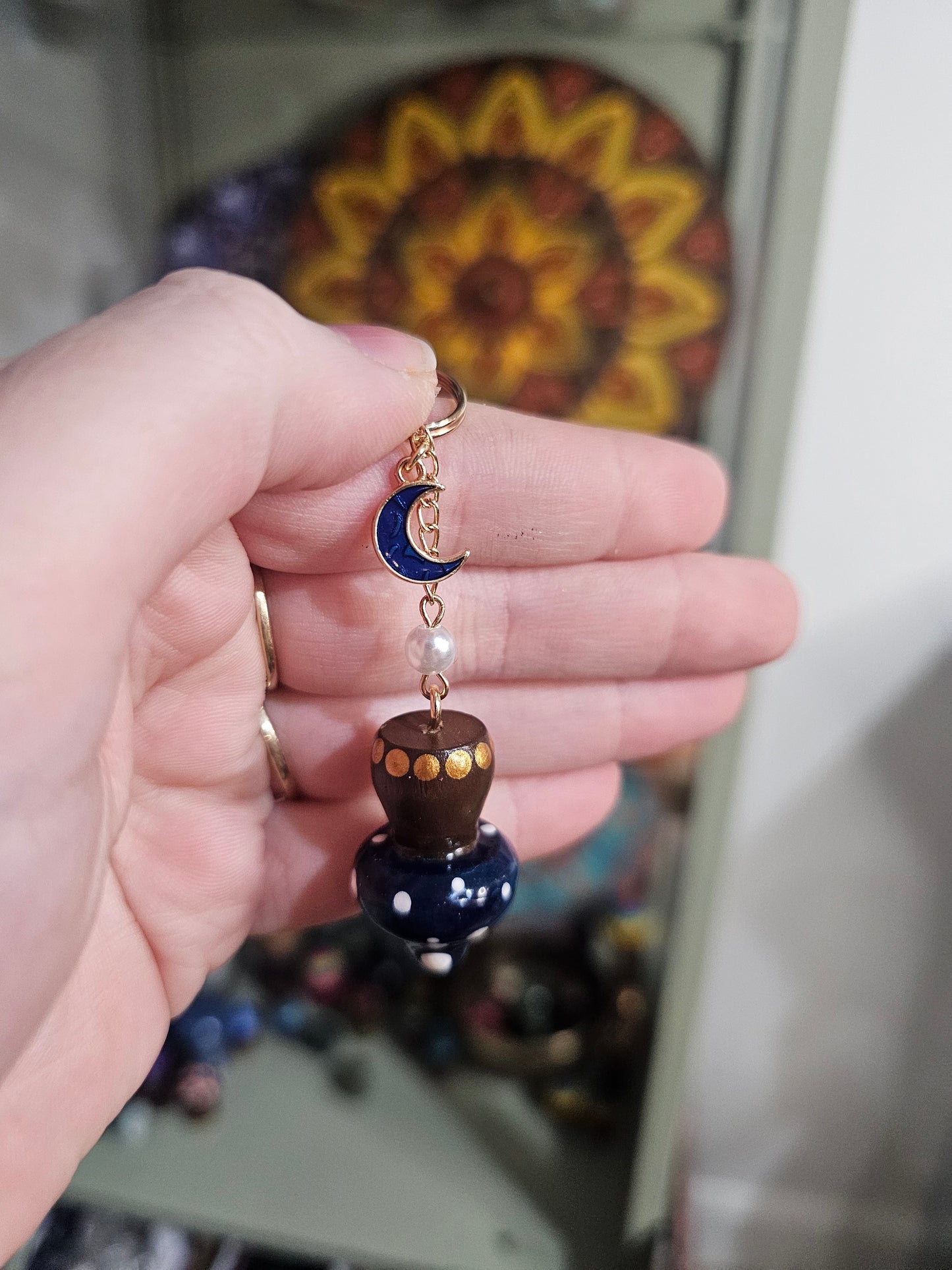 Porte-clé champignon bleu lune