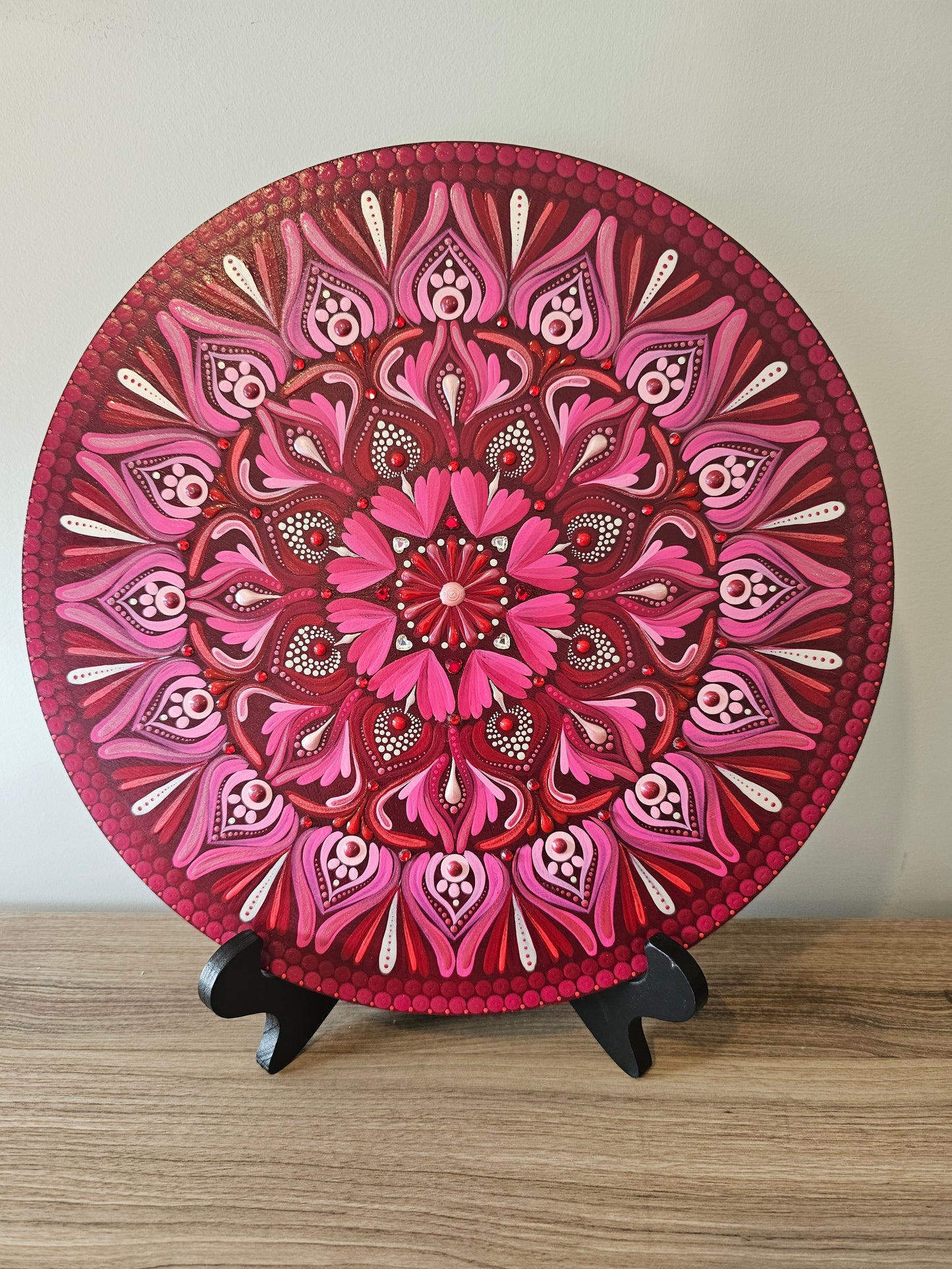 Mandala coeur 12 pouce sur socle