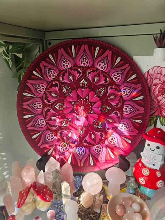 Mandala coeur 12 pouce sur socle