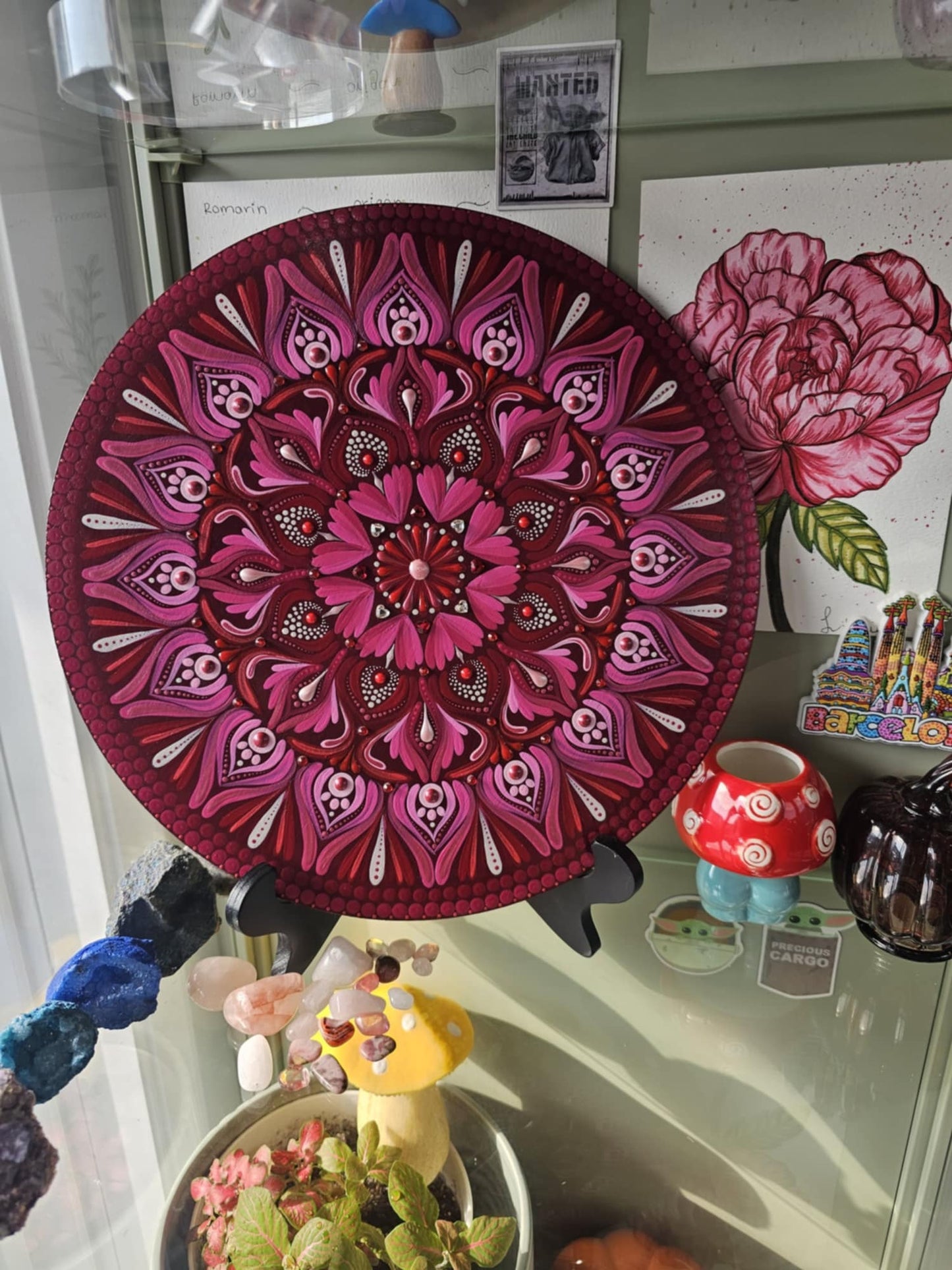Mandala coeur 12 pouce sur socle