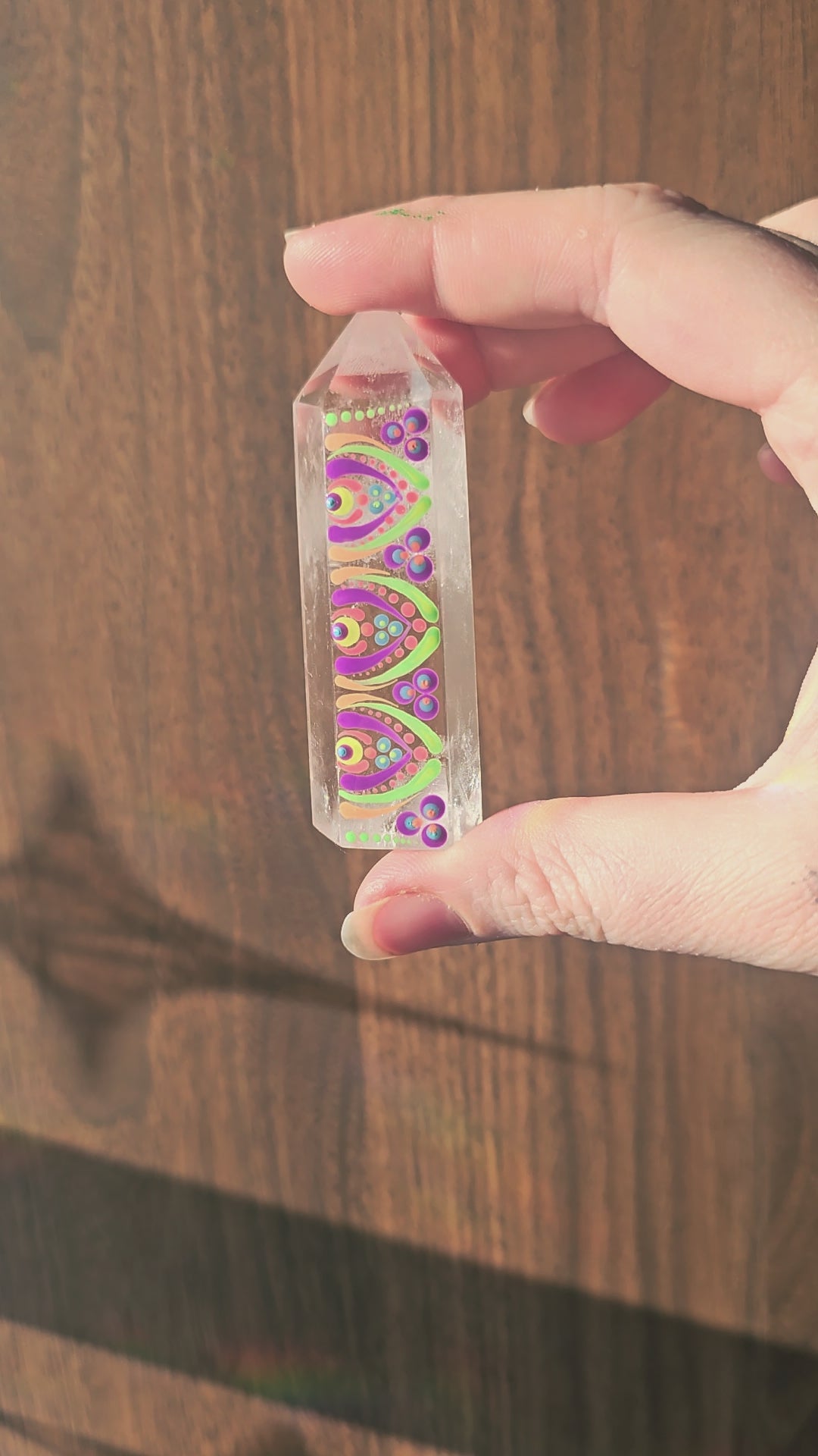 Clear quartz tower with UV paint 🌈✨