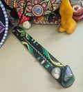 Incense burner, malachite and moss agate