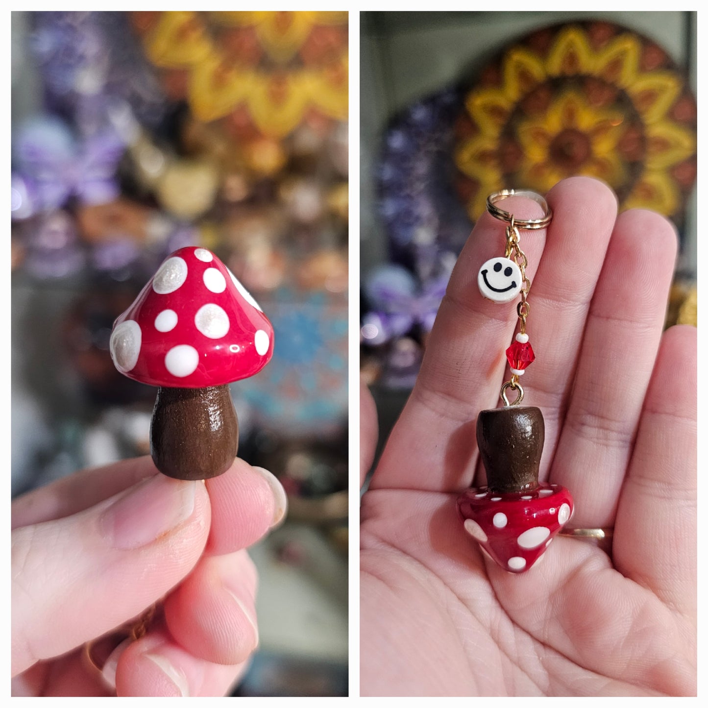 Porte-clé champignon sourire