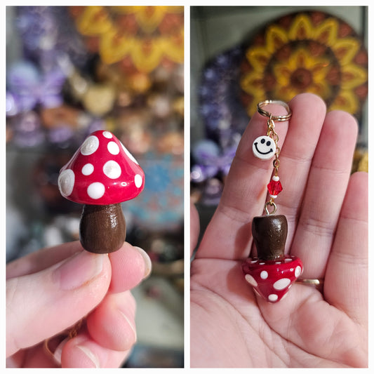 Porte-clé champignon sourire
