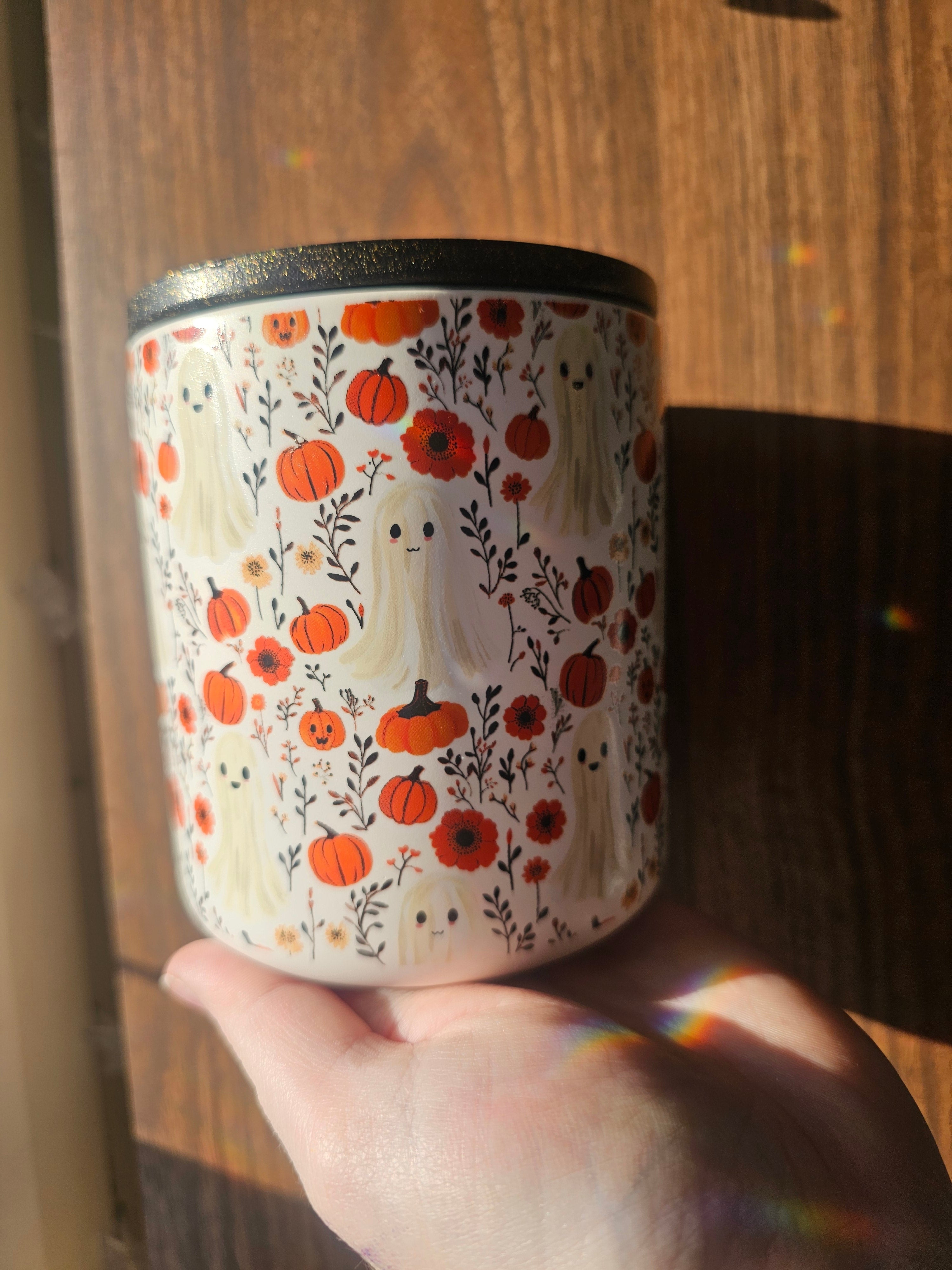 Ceramic bowl with wooden lid 👻🎃